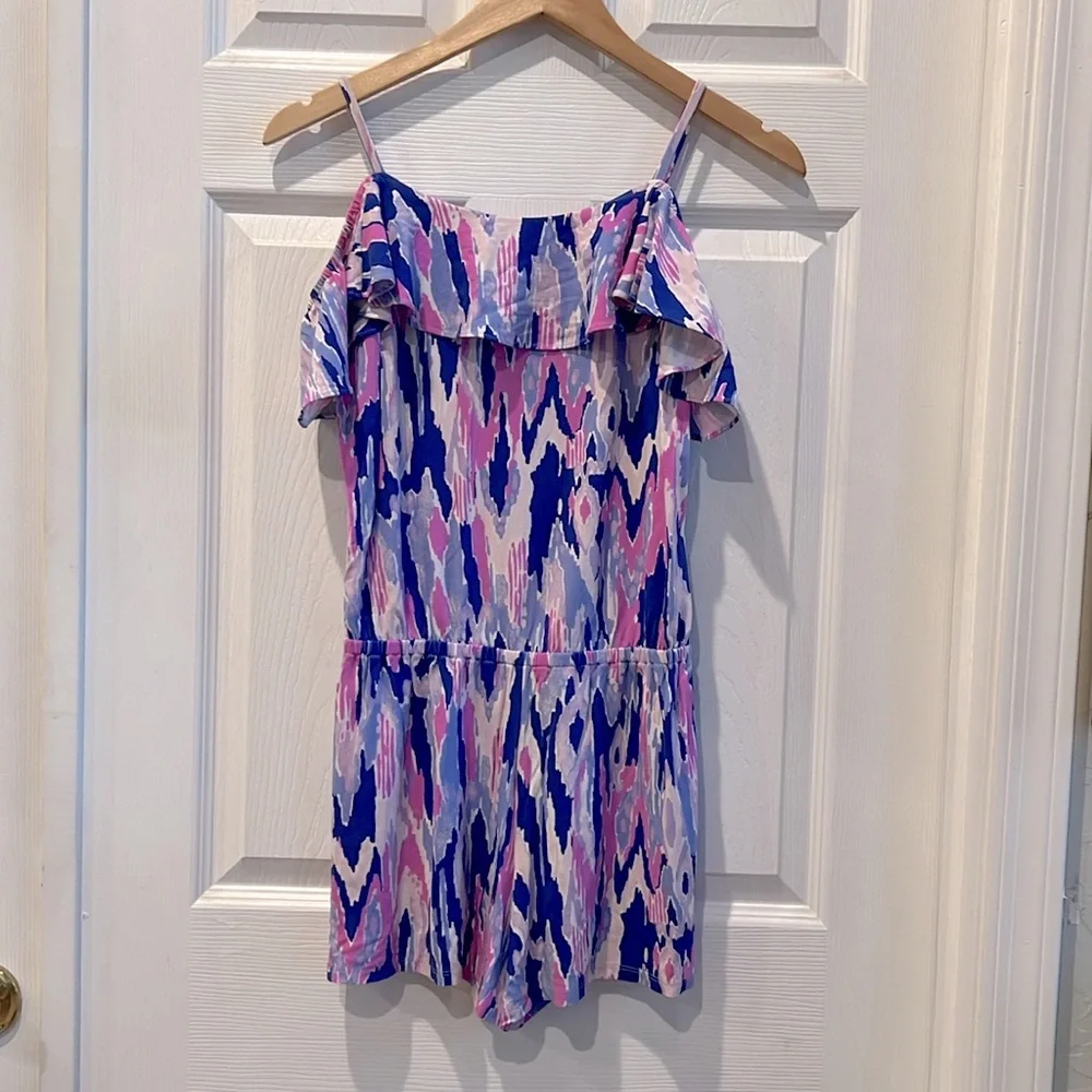 LILY PULITZER Ruffle Cold Shoulder Romper - Picture 2 of 12
